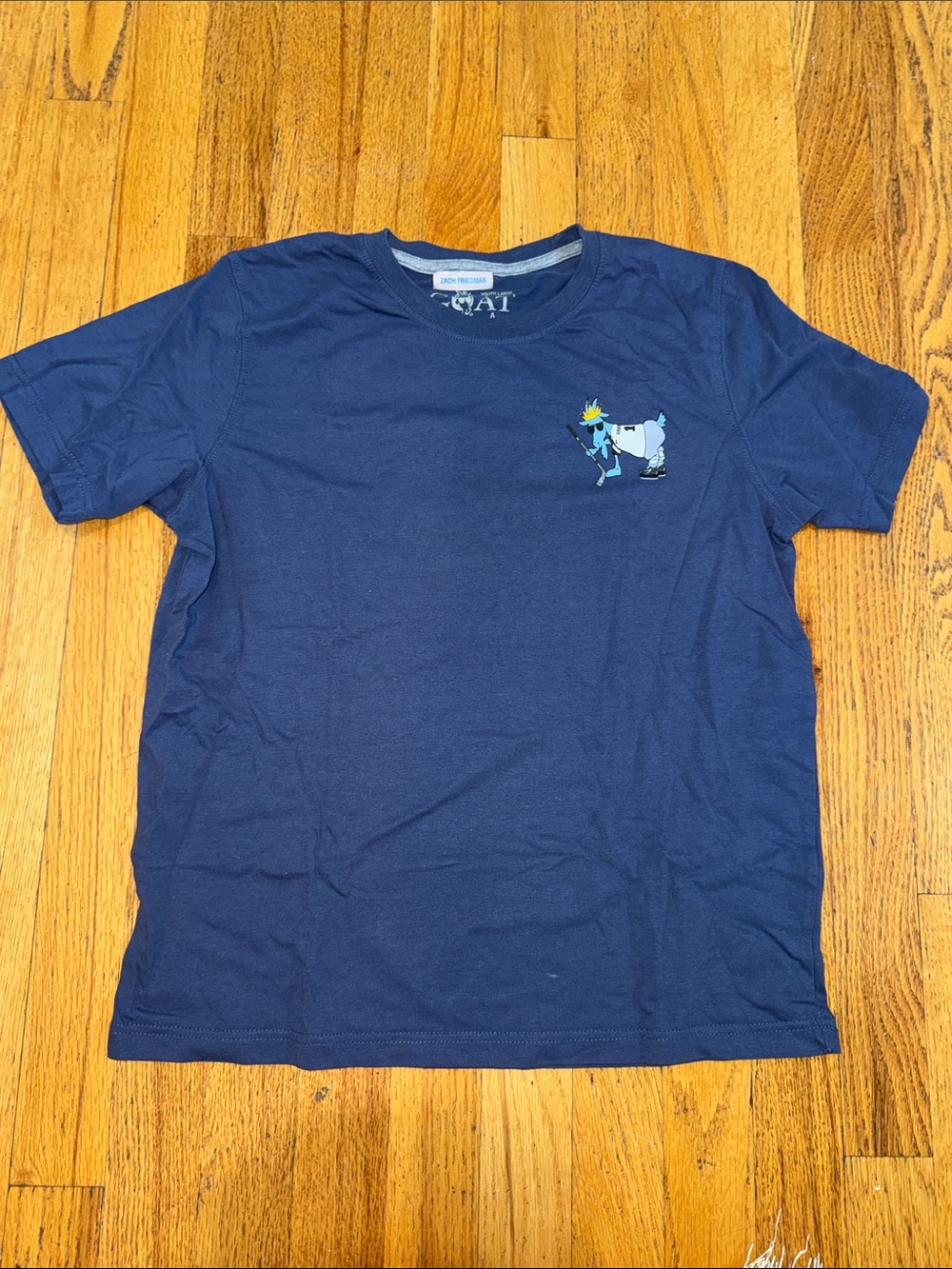 Goat USA Boys Navy Blue Hockey Tee with Small Cow Patch Size Large